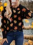 Women's Maple Leaf Print Casual Crew Neck Long Sleeve Sweater