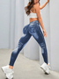 Faux Denim Print Graphic Tight Casual Leggings