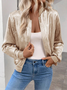 Women's Solid Color Hot Stamping Stitching Fashion Jacket Slim Fit Casual Jacket Top