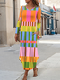 Women's Maxi Dress  Vacation Casual Holiday Date Regular Regular Fit Graphic Geometric Long Sleeve Crew Neck