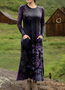 Women's Maxi T-shirt Dress Holiday Casual Bohemian Style Holiday Date Regular Fit Ethnic Pattern Geometric Long Sleeves Round U Neck