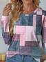 Women's Long Sleeve T-shirt Spring/Fall Pink Abstract Printing Jersey Crew Neck Daily Going Out Casual Top