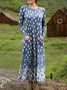 Women's Maxi T-shirt Dress Vacation Casual Bohemian Style Holiday Date Regular Fit Floral Pattern Geometric Long Sleeves Round U Neck
