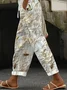 Women's  H-Line Baggy Pants Daily Going Out Pants Off White Casual Printing Floral Spring/Fall Pants