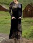 Women's Maxi T-shirt Dress Vacation Casual Bohemian Style Holiday Date Regular Fit Floral Pattern Geometric Long Sleeves Round U Neck
