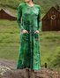 Women's Maxi T-shirt Dress Vacation Casual Bohemian Style Holiday Date Regular Fit Floral Pattern Geometric Long Sleeves Round U Neck