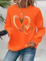 Casual Loose Heart/Cordate Crew Neck Sweatshirt