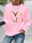 Casual Loose Heart/Cordate Crew Neck Sweatshirt