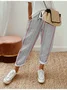 Women's  H-Line Baggy Pants Daily Going Out Pants Gray Casual Printing Striped Spring/Fall Pants