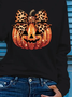 Women's Long Sleeve T-shirt Spring/Fall Black Halloween (pumpkin) Printing Jersey Crew Neck Daily Going Out Casual Top