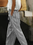 Women's  H-Line Baggy Pants Daily Going Out Pants Gray Casual Printing Striped Spring/Fall Pants
