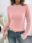 Casual Cotton Crew Neck Plain Sweater