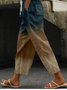 Women's  H-Line Baggy Pants Daily Going Out Pants Brown Casual Printing Abstract Spring/Fall Pants