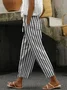 Women's  H-Line Baggy Pants Daily Going Out Pants Gray Casual Printing Striped Spring/Fall Pants