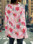 Women's Long Sleeve T-shirt Spring/Fall Pink Floral Printing Jersey Crew Neck Daily Going Out Casual Top