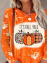 Women's Long Sleeve T-shirt Spring/Fall Orange Halloween (pumpkin) It's Fall Y'all Printing Jersey Crew Neck Daily Going Out Casual Top