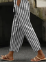 Women's  H-Line Baggy Pants Daily Going Out Pants Gray Casual Printing Striped Spring/Fall Pants