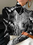 Women's Long Sleeve Blouse Spring/Fall Black Abstract Printing Daily Going Out Casual Top