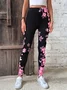 Women's Floral Gradient Pattern Leggings Slim Fit Regular Pants