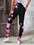 Women's Floral Gradient Pattern Leggings Slim Fit Regular Pants