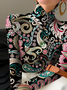 Women's Long Sleeve Blouse Spring/Fall Black Floral Printing Daily Going Out Casual Top