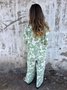 Women's Adjustable Strap Floral Daily Going Out Two-Piece Set Black-white Casual Spring/Fall Top With Pants Matching Set