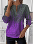 Women's Ethnic Gradient Pattern Long Sleeve Center Front Zipper Casual Sweatshirt Regular Top
