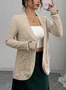Women's Solid Color Cardigan Ribbed Brushed Stitching Long-Sleeved Jacket