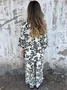 Women's Adjustable Strap Floral Daily Going Out Two-Piece Set Black-white Casual Spring/Fall Top With Pants Matching Set