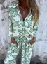 Women's Adjustable Strap Floral Daily Going Out Two-Piece Set Black-white Casual Spring/Fall Top With Pants Matching Set