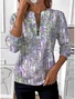 Women's Geometric Gradient Long Sleeve Center Front Zip Casual Sweatshirt Regular Top