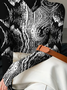 Women's Long Sleeve Blouse Spring/Fall Black Abstract Printing Daily Going Out Casual Top