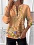Women's Retro Ethnic Pattern Long Sleeve Center Front Zipper Casual Sweatshirt Regular Top