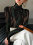 Women's Long Sleeve Blouse Spring/Fall Black Abstract Printing Daily Going Out Casual Top