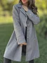 Casual Plain Shawl Collar Trench Coat