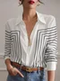 Women's Long Sleeve Shirt Spring/Fall White Abstract Buckle Shirt Collar Regular Sleeve Daily Going Out Casual Top