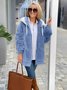 Women's autumn and winter warm plush patchwork zipper pocket hooded loose thick coat