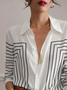 Women's Long Sleeve Shirt Spring/Fall White Abstract Buckle Shirt Collar Regular Sleeve Daily Going Out Casual Top
