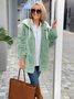 Women's autumn and winter warm plush patchwork zipper pocket hooded loose thick coat