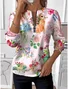 Women's Animal Floral Pattern Long Sleeve Center Front Zip Casual Sweatshirt Regular Top