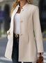 Plain Shawl Collar Regular Fit Casual Trench Coat