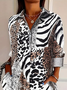 Women's Long Sleeve Shirt Spring/Fall As Picture Leopard Buckle Shirt Collar Regular Sleeve Daily Going Out Casual Top