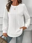 Women's Autumn And Winter Sweatshirt Solid Color Texture Loose Regular Top