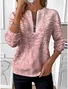 Women's Ethnic Pattern Long Sleeve Center Front Zipper Casual Sweatshirt Regular Top