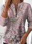 Women's Retro Ethnic Pattern Long Sleeve Center Front Zipper Casual Sweatshirt Regular Top