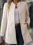Plain Shawl Collar Regular Fit Casual Trench Coat