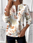 Women's Autumn Maple Leaf Pattern Long Sleeve Center Front Zip Casual Sweatshirt Regular Top