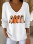 Regular Fit V Neck Cotton Casual Sweater