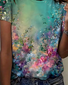 Abstract floral crew neck short-sleeved T-shirt