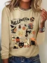Women's Halloween Horror Season Black Cat Pumpkin Long Sleeve T-shirt